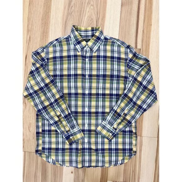 J. Crew Blue & Yellow Plaid Long Sleeve Button Down Shirt M - Picture 1 of 3